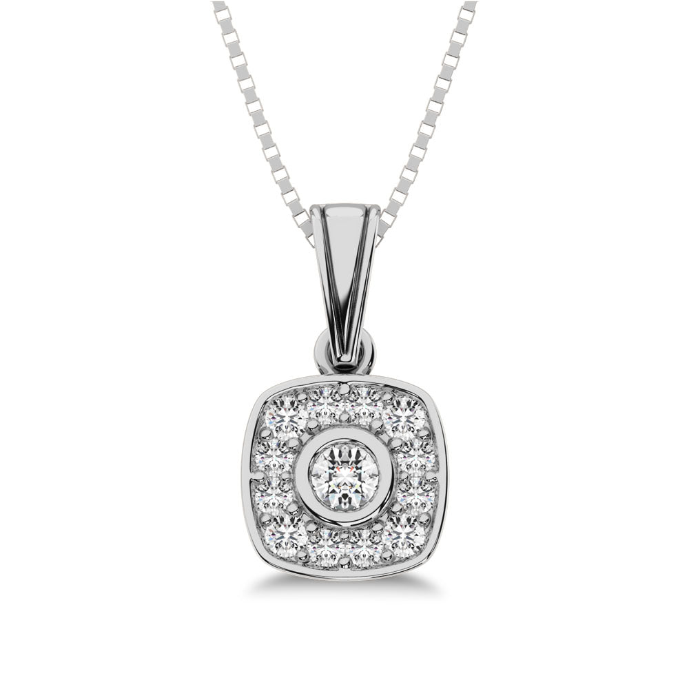 14K White Gold 1/6 Ct.Tw. Diamond Square Shape Pendant