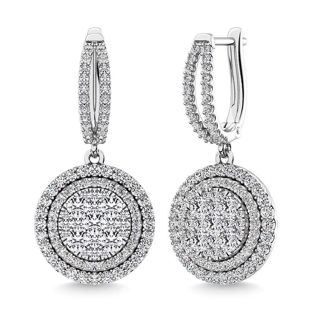 Diamond 2 1/10 Ct.Tw. Round Shape Dangler Earring in 14K White Gold