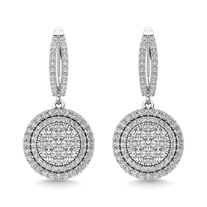 Diamond 2 1/10 Ct.Tw. Round Shape Dangler Earring in 14K White Gold