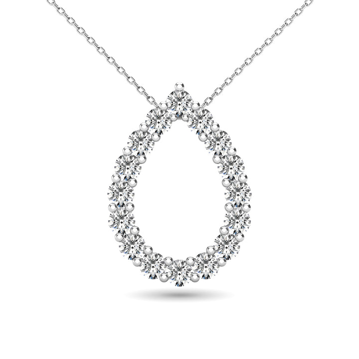 14K White Gold 3/8 Ct.Tw. Diamond Tear Drop Pendant