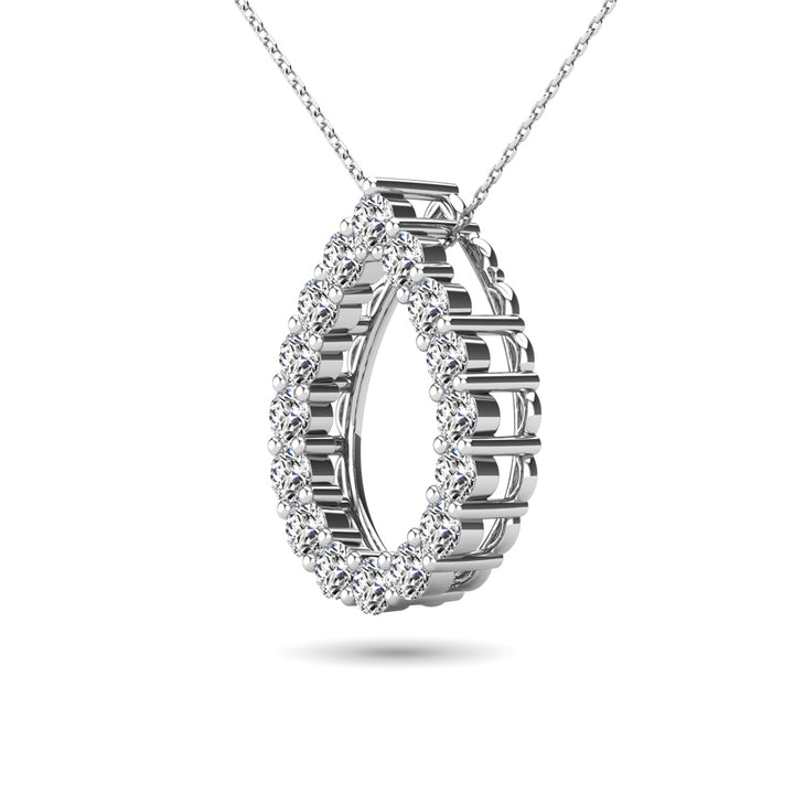 14K White Gold 3/8 Ct.Tw. Diamond Tear Drop Pendant