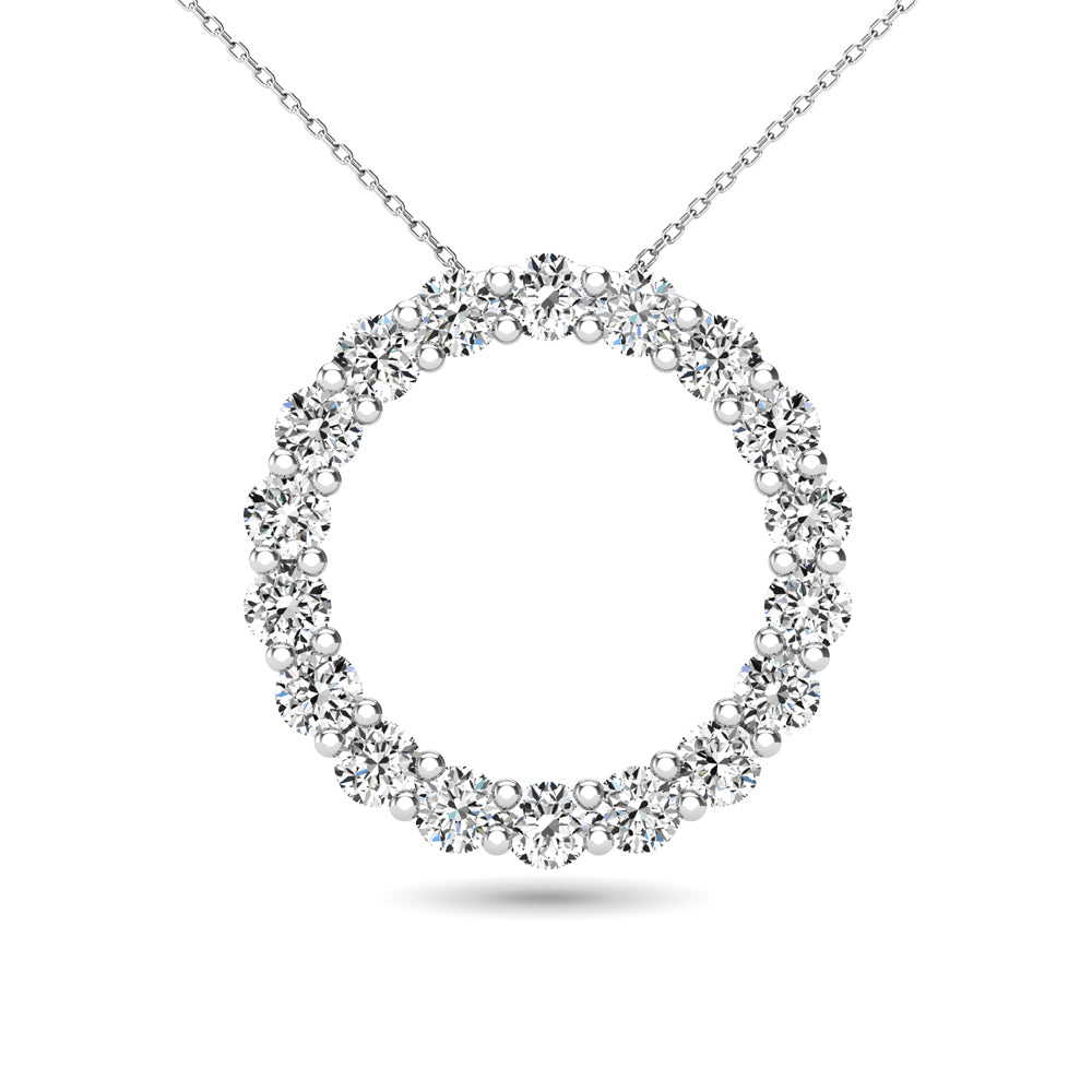 14K White Gold 2/5 Ct.Tw. Diamond Circle Pendant