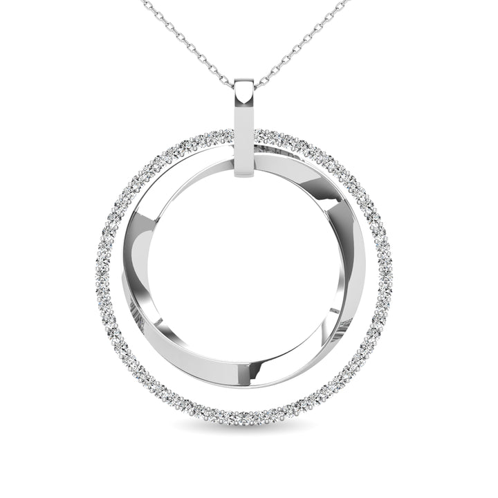 14K White Gold 1/2 Ct.Tw. Diamond Double Frame Pendant