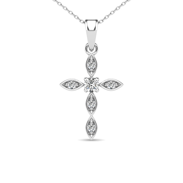 Diamond 1/8 Ct.Tw. Cross Pendant in 14K White Gold