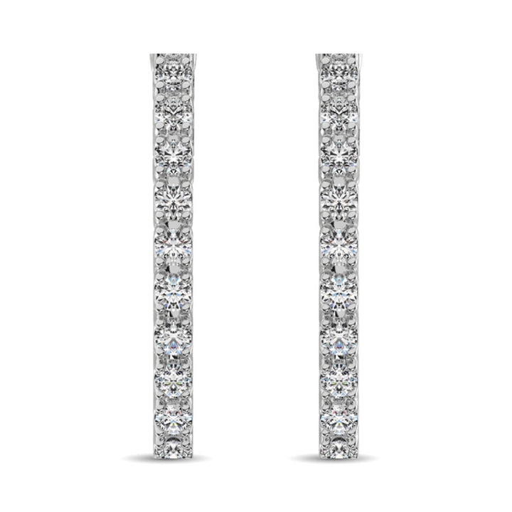 14K White Gold Diamond 1 7/8 Ct.Tw. In and Out Hoop Earrings