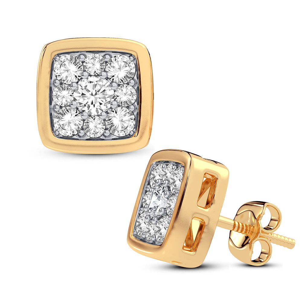 14k Yellow Gold Lab Diamond Stud Earrings for Women