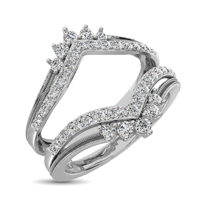 14K White Gold 1/2 Ct.Tw. Diamond Guard Ring