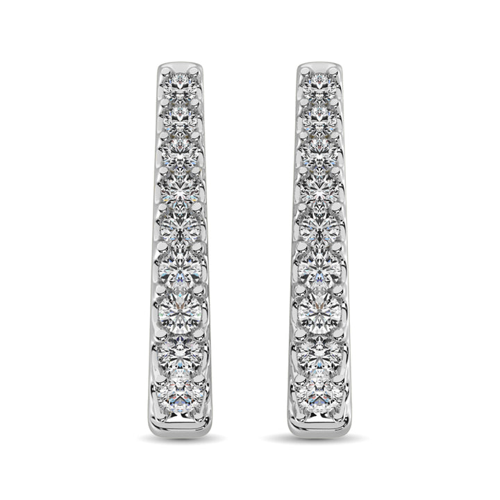 10K White Gold Diamond 1 Ct.Tw. Classic Hoop Earrings