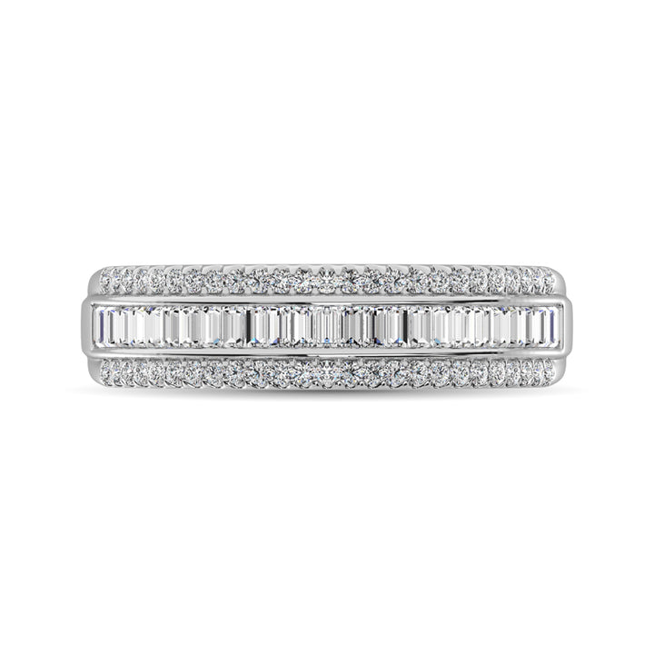 14K White Gold Round and Baguette Diamond 2/5 Ct.Tw. Anniversary Band