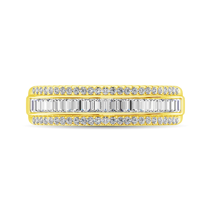 14K Yellow Gold Round and Baguette Diamond 2/5 Ct.Tw. Anniversary Band
