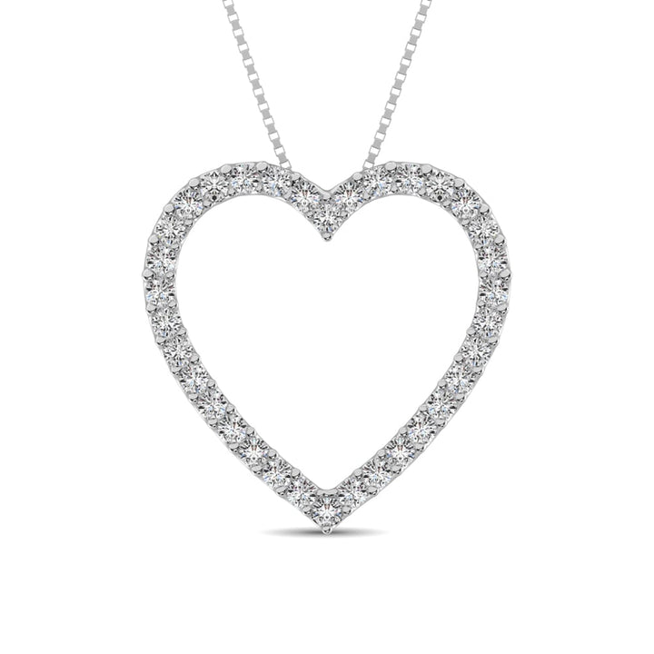 10K White Gold Diamond 1/2 Ct.Tw. Heart Pendant