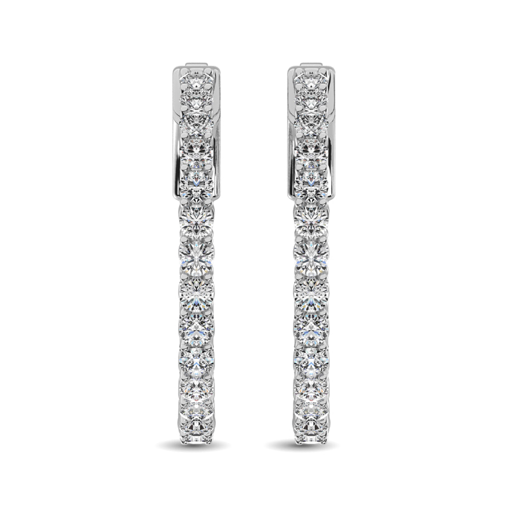10K White Gold Diamond 2 1/10 Ct.Tw. In and Out Hoop Earrings