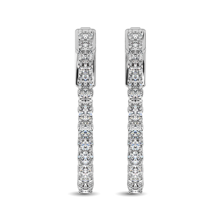 10K White Gold Diamond 2 1/10 Ct.Tw. In and Out Hoop Earrings