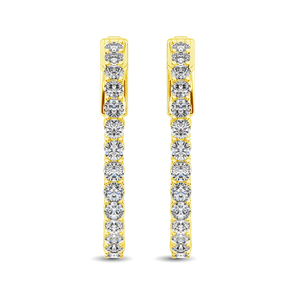 10K Yellow Gold Diamond 2 1/10 Ct.Tw. In and Out Hoop Earrings