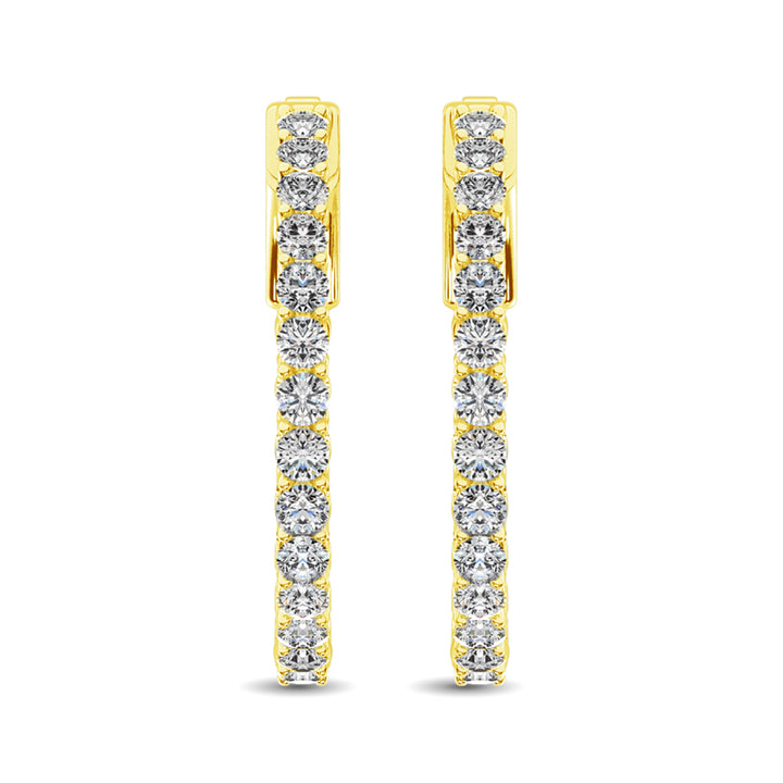 10K Yellow Gold Diamond 2 1/10 Ct.Tw. In and Out Hoop Earrings