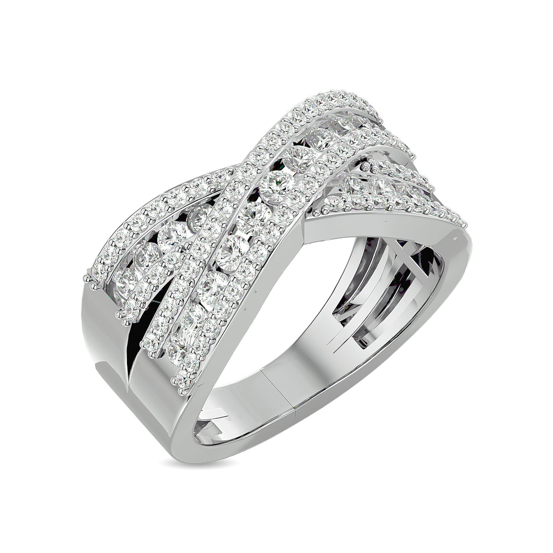 Diamond 1 Ct.tw Crossover Fashion Ring in 14K White Gold