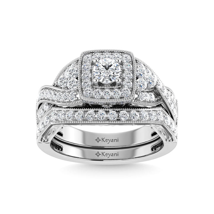 Diamond 1 Ct.Tw. Bridal Ring in 14K White Gold