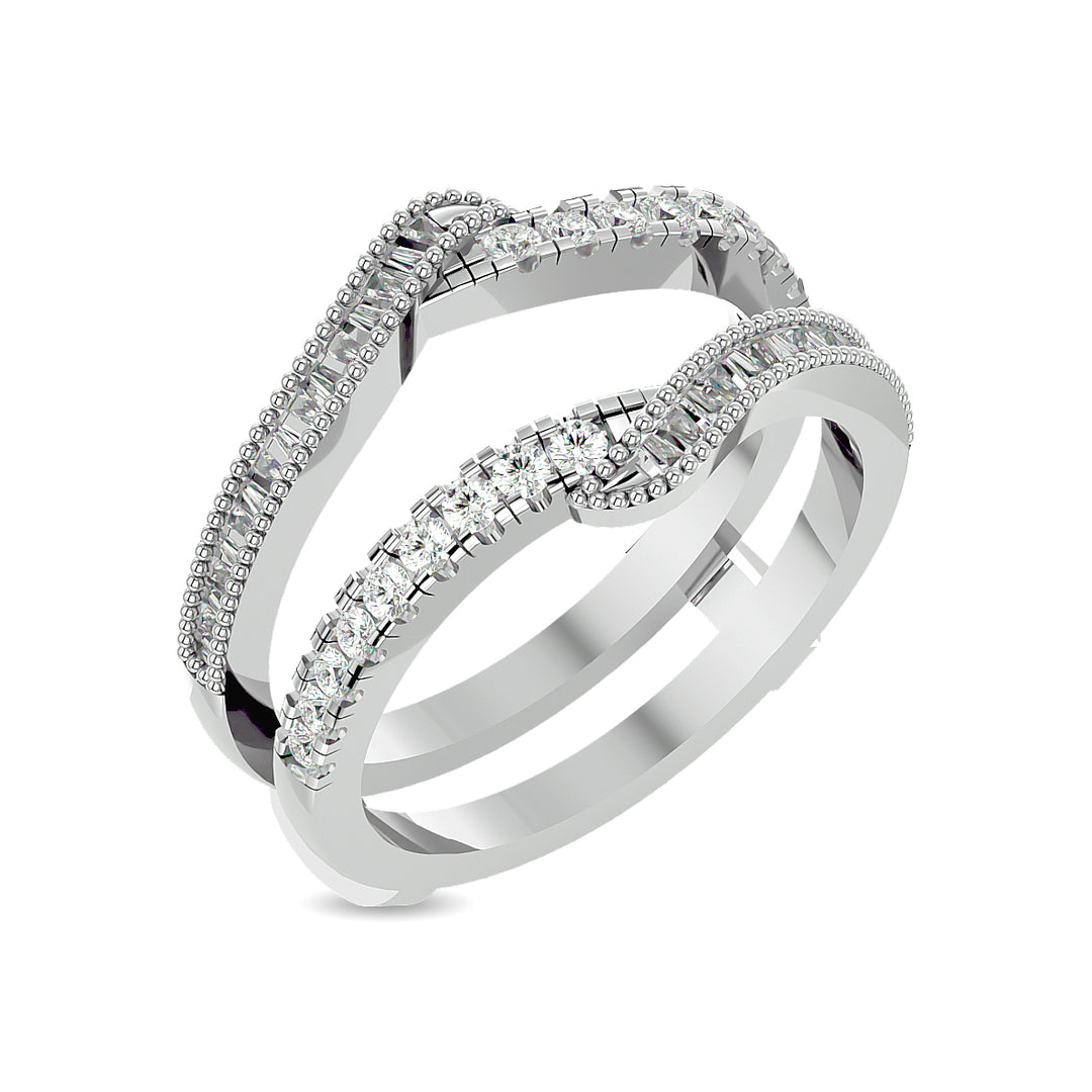 Diamond 1/2 Ct.tw Round and Tapper Guard Ring  in 14K White Gold
