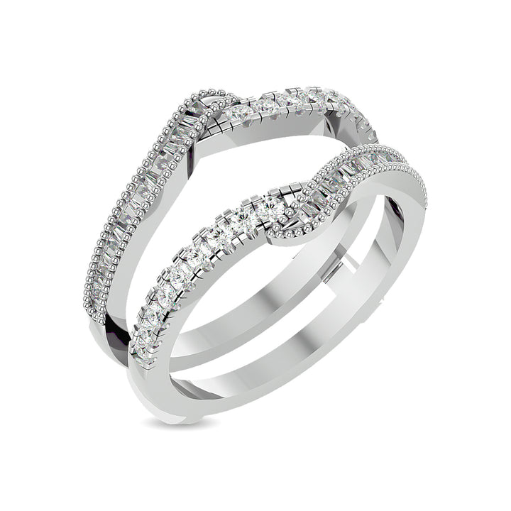 Diamond 1/2 Ct.tw Round and Tapper Guard Ring  in 14K White Gold