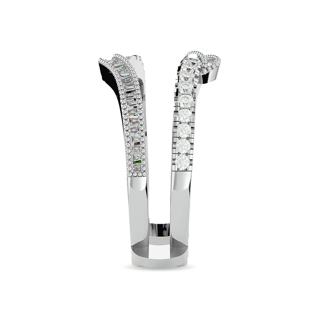 Diamond 1/2 Ct.tw Round and Tapper Guard Ring  in 14K White Gold