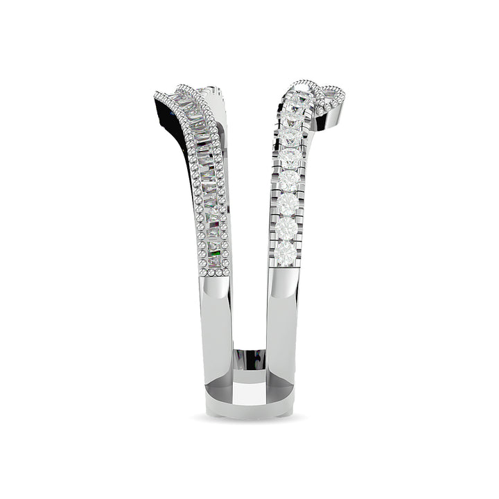 Diamond 1/2 Ct.tw Round and Tapper Guard Ring  in 14K White Gold