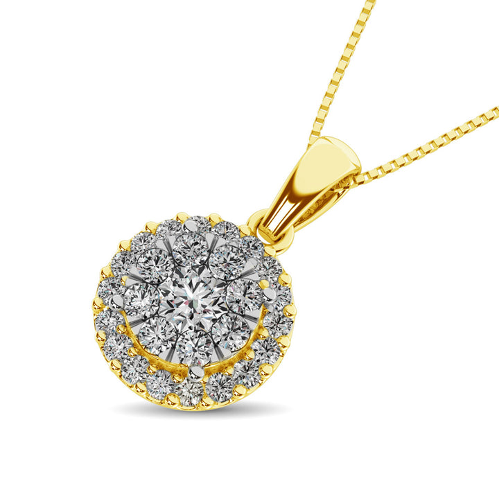 Diamond Fashion Pendant 5/8 Ct.tw Round Cut in 14K Yellow Gold