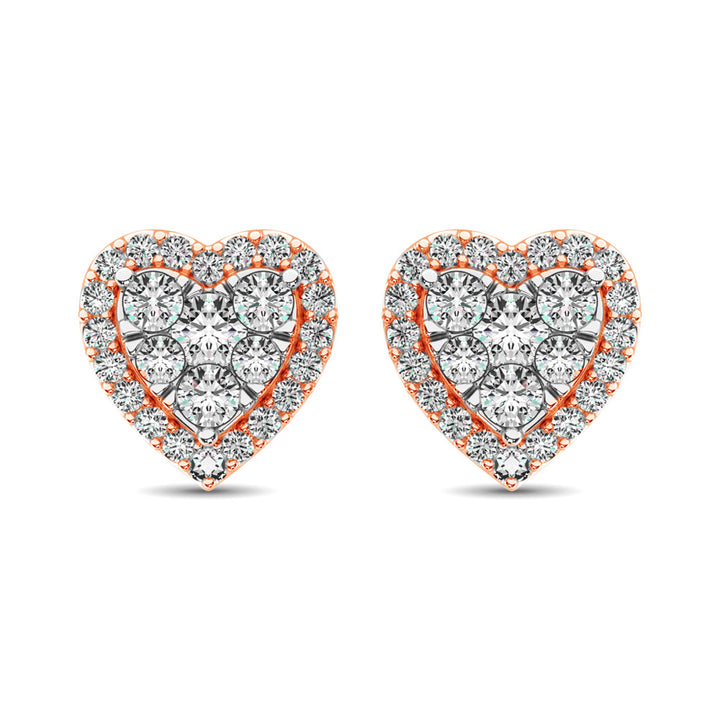 Diamond 3/4 Ct.tw Heart Earrings  in 14K Rose Gold
