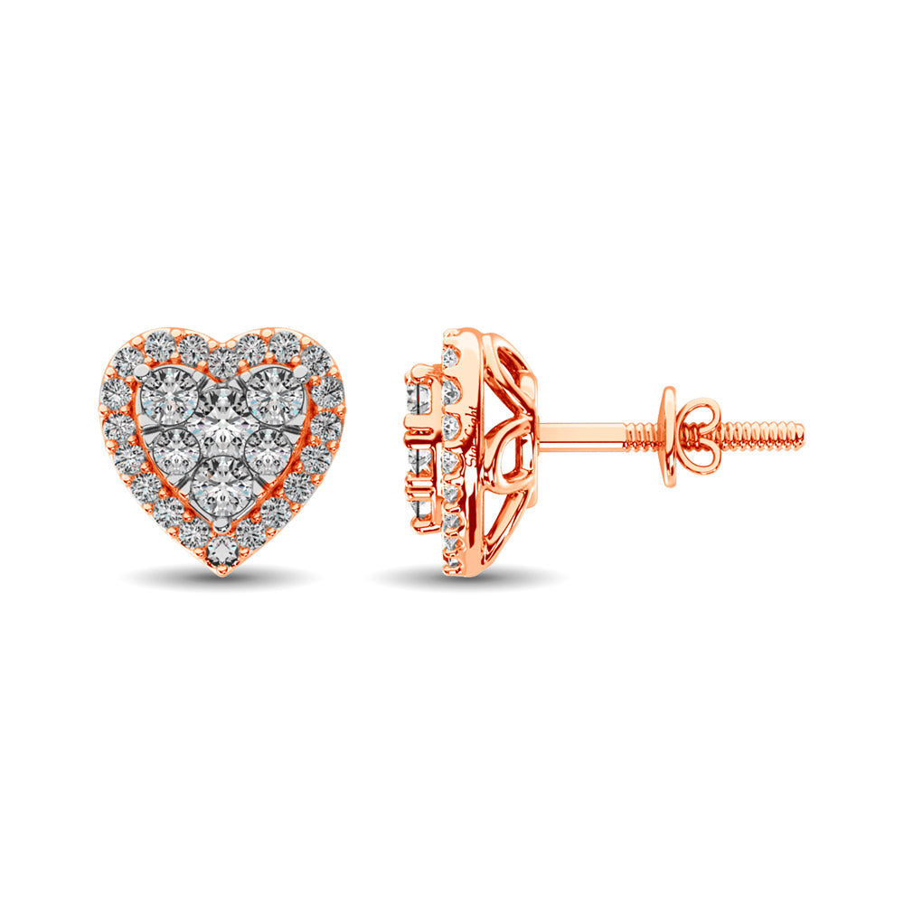 Diamond 3/4 Ct.tw Heart Earrings  in 14K Rose Gold