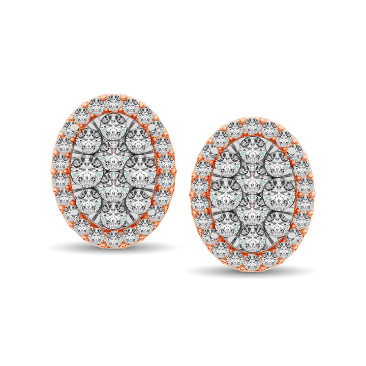 Diamond 3/4 Ct.tw Oval Shape Earrings  in 14K Rose Gold