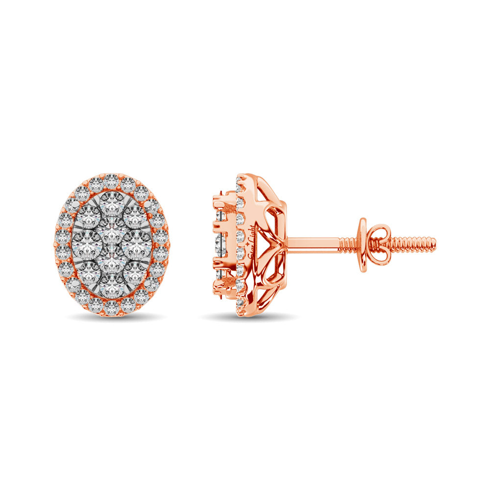 Diamond 3/4 Ct.tw Oval Shape Earrings  in 14K Rose Gold