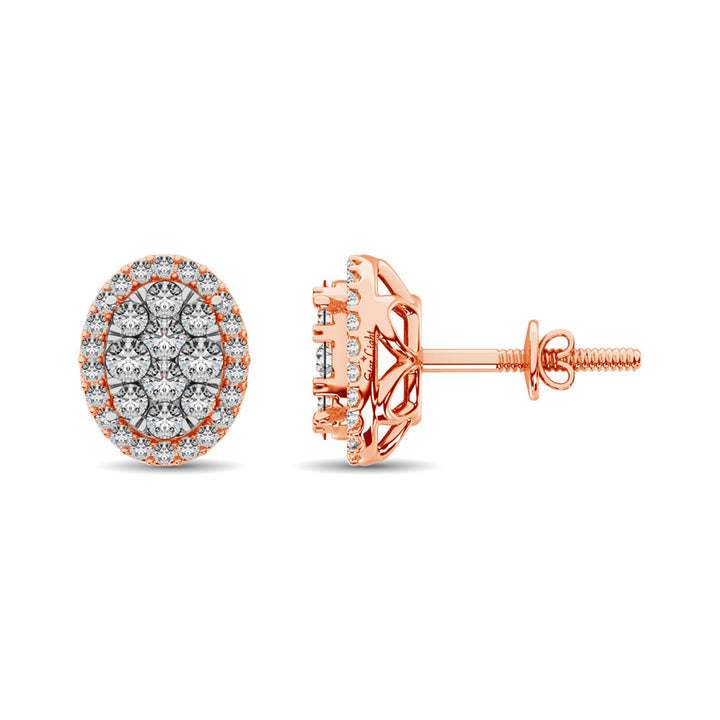 Diamond 3/4 Ct.tw Oval Shape Earrings  in 14K Rose Gold