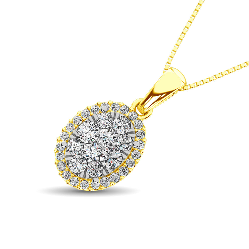 Diamond Fashion Pendant 5/8 Ct.tw Round Cut in 14K Yellow Gold