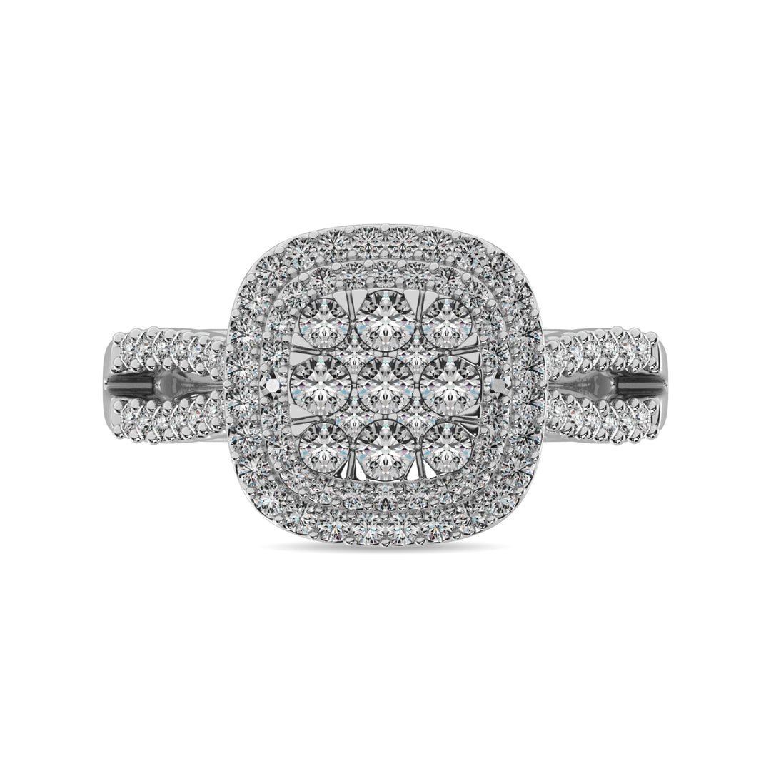 Diamond  3/4 Ct.tw Round Cut Double Halo Engagement Ring in 14K White Gold