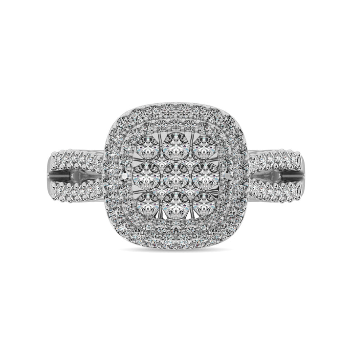 Diamond  3/4 Ct.tw Round Cut Double Halo Engagement Ring in 14K White Gold