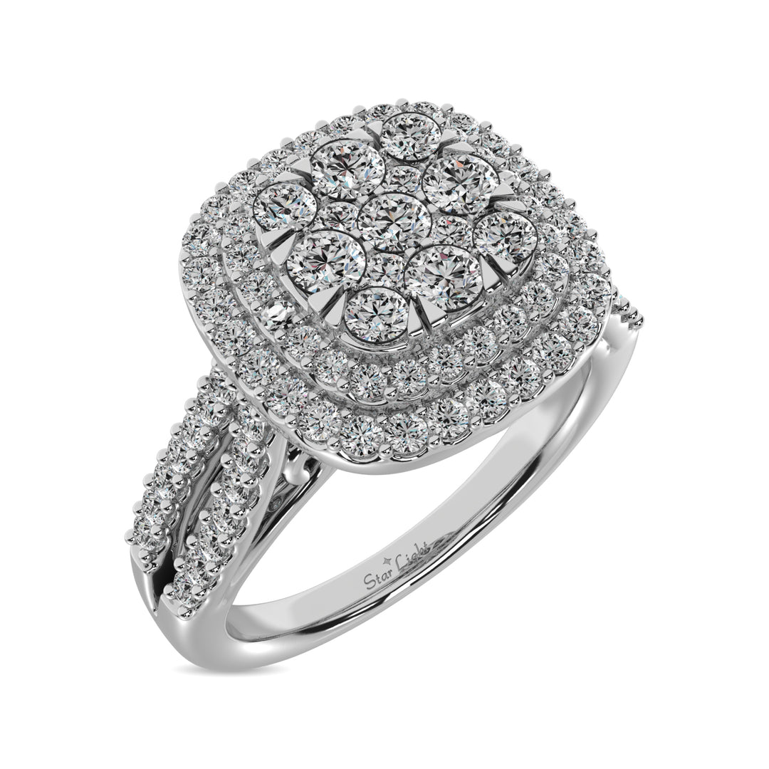Diamond  3/4 Ct.tw Round Cut Double Halo Engagement Ring in 14K White Gold