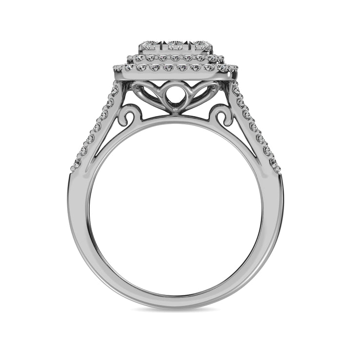 Diamond  3/4 Ct.tw Round Cut Double Halo Engagement Ring in 14K White Gold