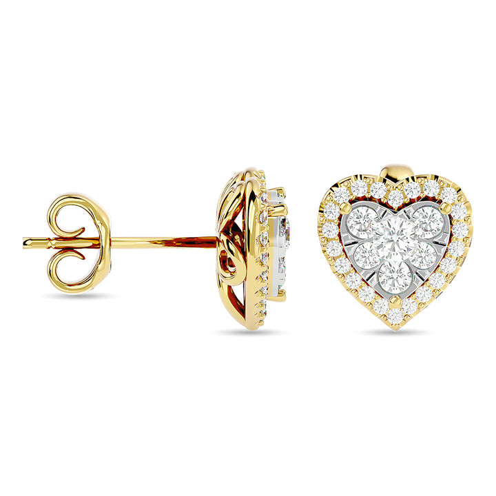 Diamond 1 Ct.Tw. Heart Fashion Earrings in 14K Yellow Gold