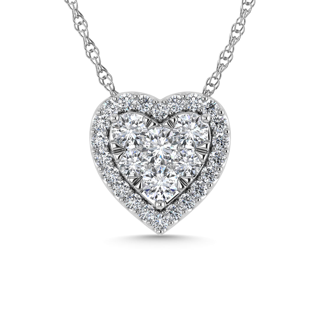 Diamond 1 Ct.Tw. Heart Pendant in 14K White Gold