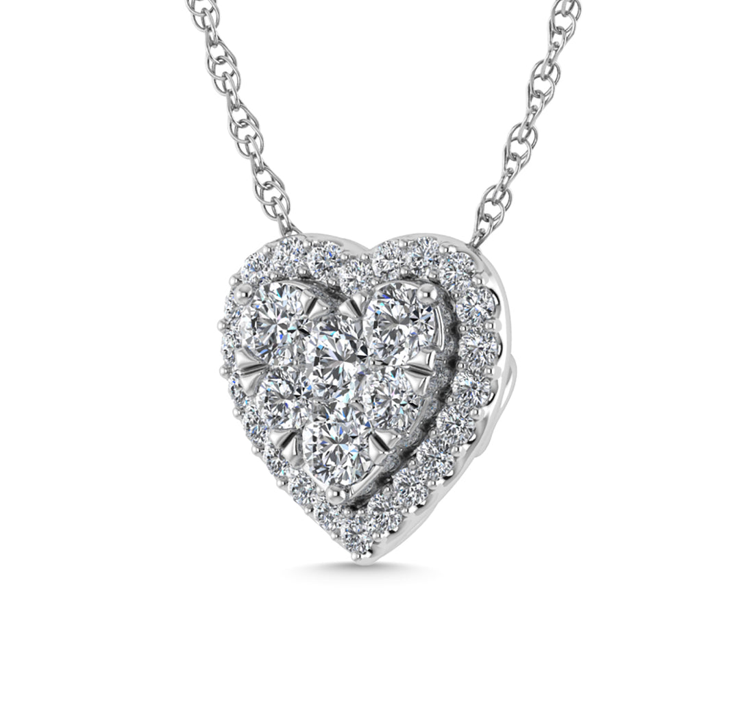 Diamond 1 Ct.Tw. Heart Pendant in 14K White Gold