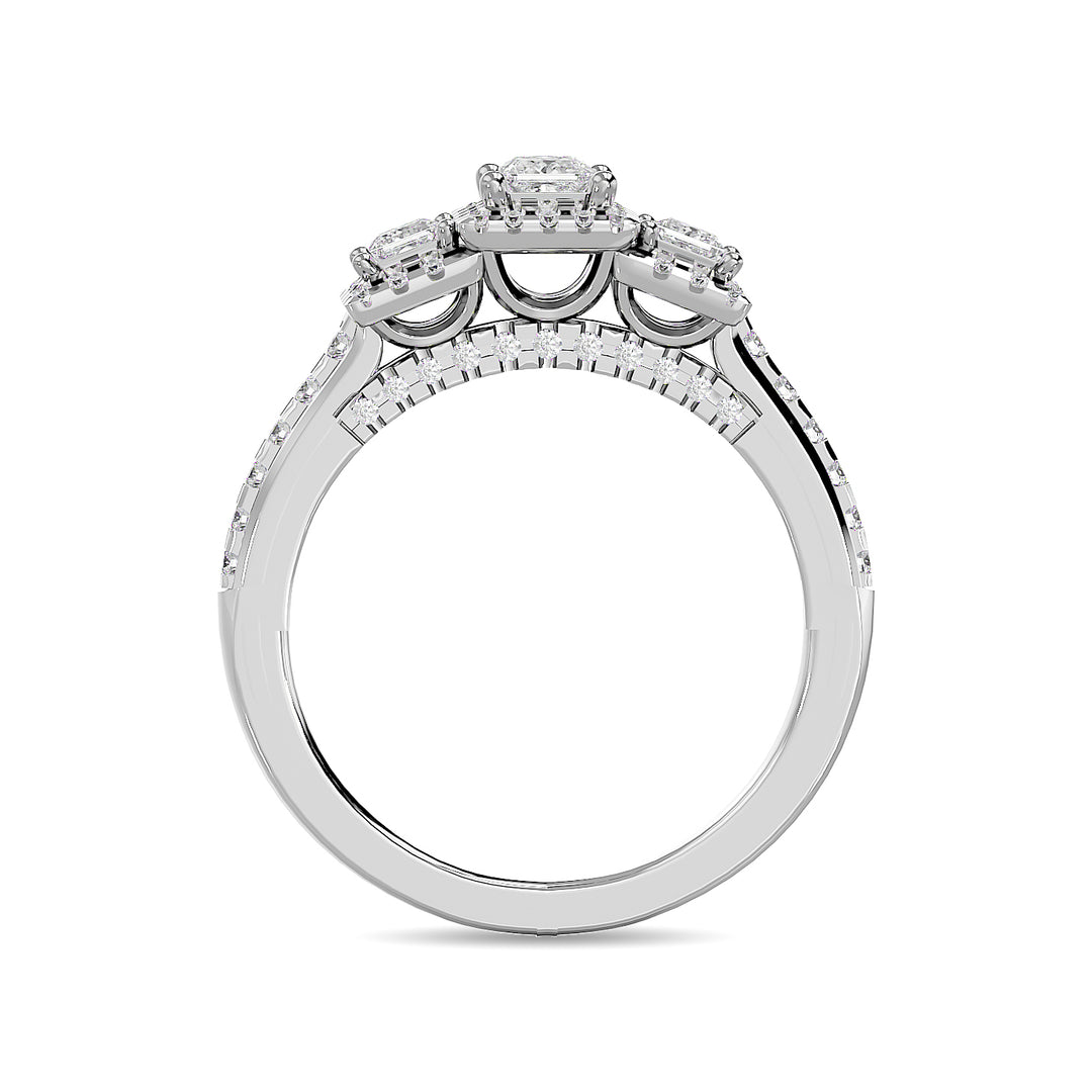 Diamond 3/4 Ct.Tw. Round and Princess Bridal Ring in 14K White Gold