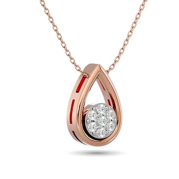 Diamond Tear Shape Pendant 1/10 Ct.tw Round Cut in 10K Rose Gold