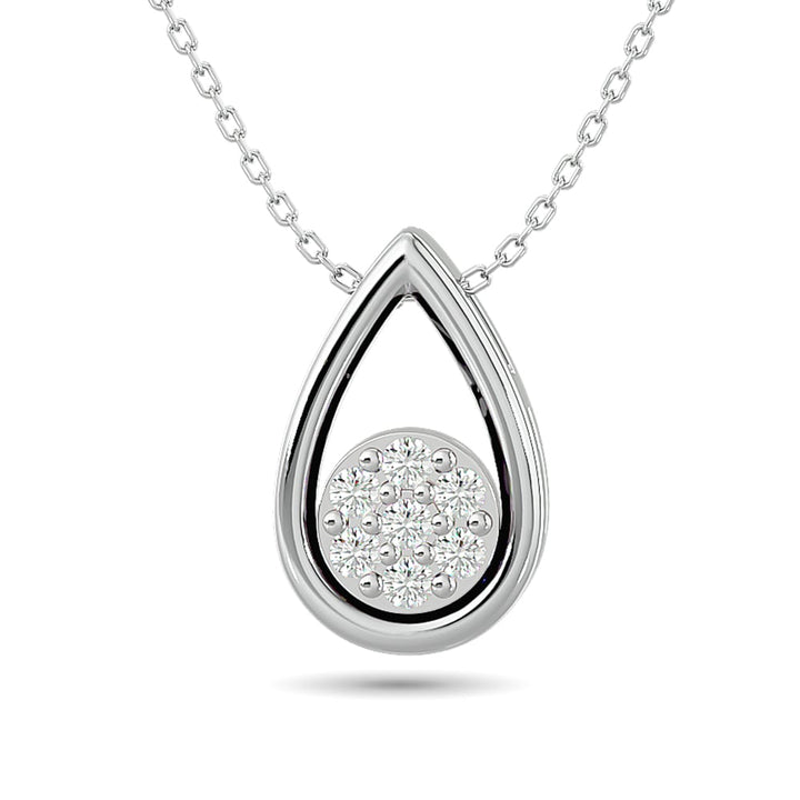 Diamond Tear Shape Pendant 1/10 Ct.tw Round Cut in 10K White Gold