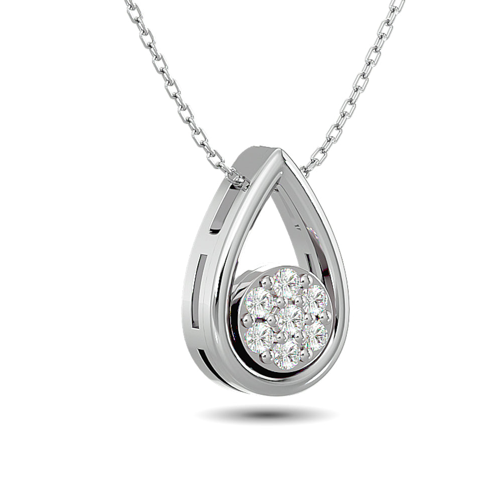 Diamond Tear Shape Pendant 1/10 Ct.tw Round Cut in 10K White Gold