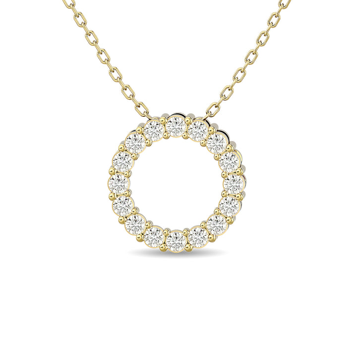 Diamond 1/4 Ct.Tw. Circle Pendant in 14K Yellow Gold