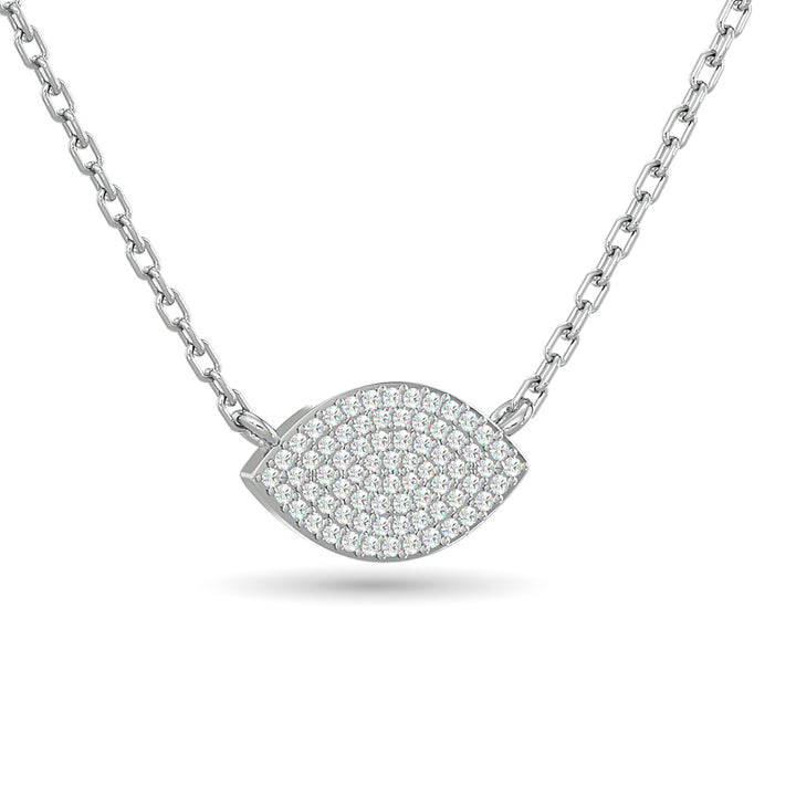 Diamond Eye Shape Necklace 1/5 Ct.tw in 10K White Gold