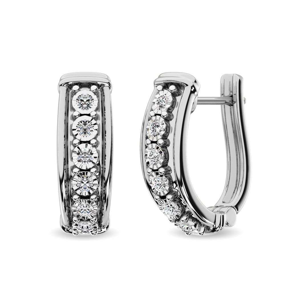 Diamond Hoop Earrings 1/10 Ct.tw in Sterling Silver