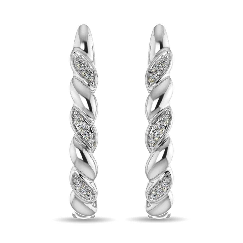 Diamond Hoop Earrings 1/10 Ct.tw in Sterling Silver