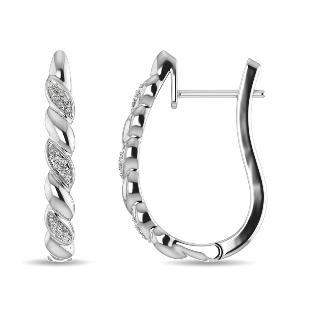 Diamond Hoop Earrings 1/10 Ct.tw in Sterling Silver
