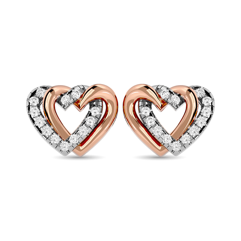 Diamond Duel Heart earrings 1/6 Ct.tw in 10K Rose Gold