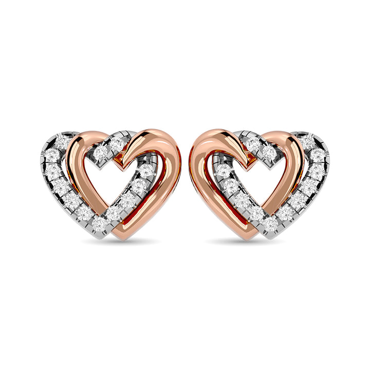 Diamond Duel Heart earrings 1/6 Ct.tw in 10K Rose Gold
